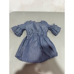 Habitual Kids Girls Blue‎ White Striped Bell Sleeve Bow Dress 24M